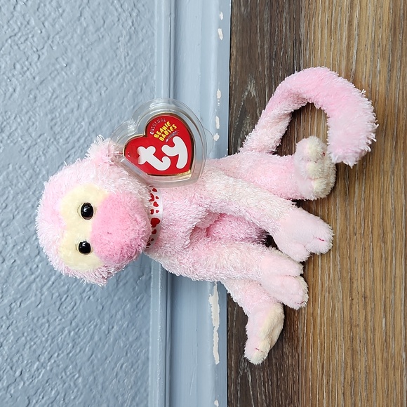 Ty Other - TY Beanie Baby Poet Pink Yellow Monkey